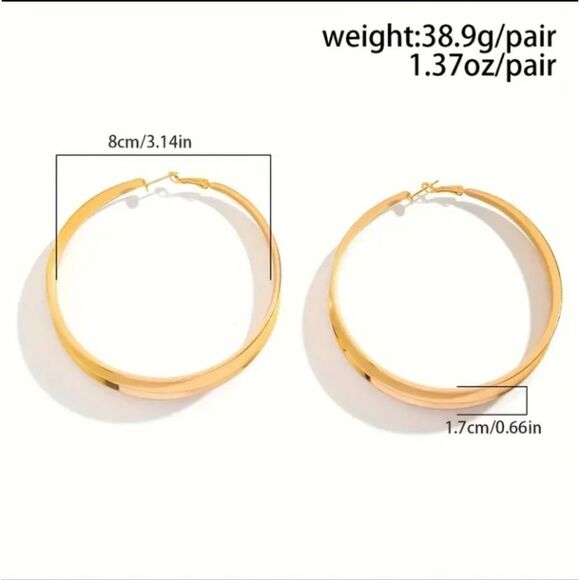 Exaggerated Gold Hoop Earrings - Picture 2 of 4